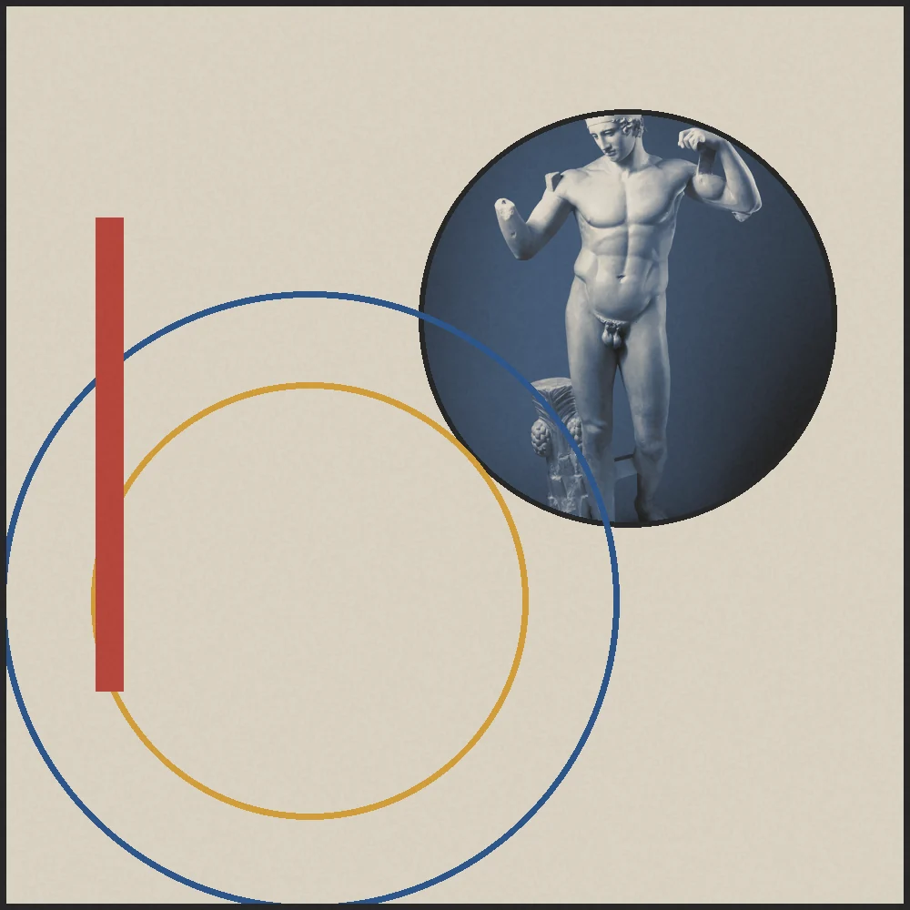 Collage: el Diadoumenos en el círculo de Filosofía